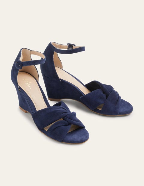 Knot Front Wedge Sandal - Navy