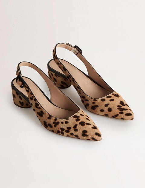 leopard low heels