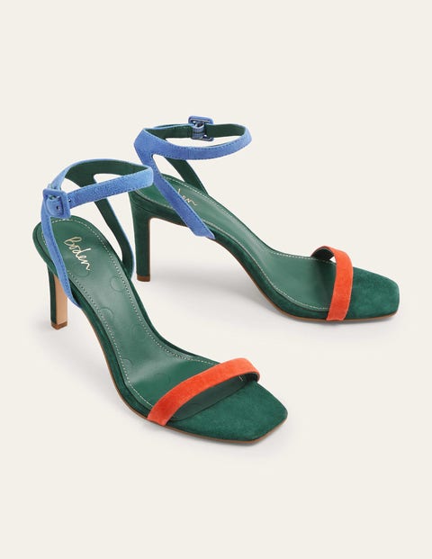 Strappy Heeled Sandals - Colourblock
