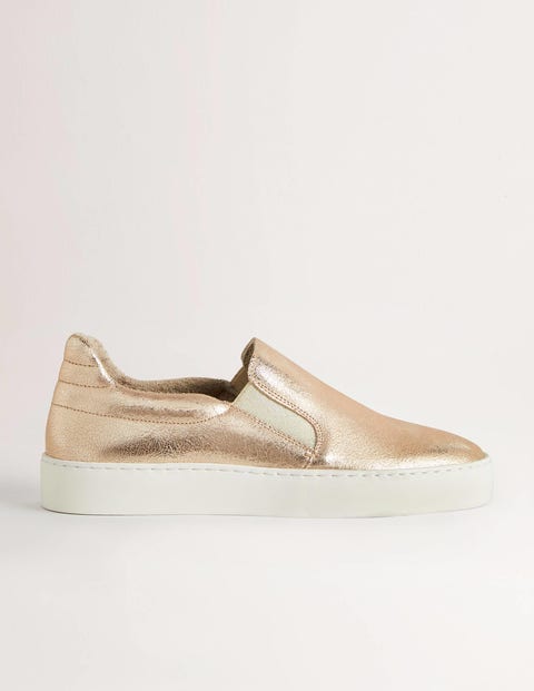 Gold slip on trainers Clearance