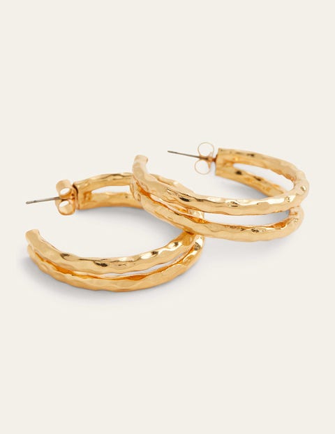 Large Double Hoop Earrings - Gold