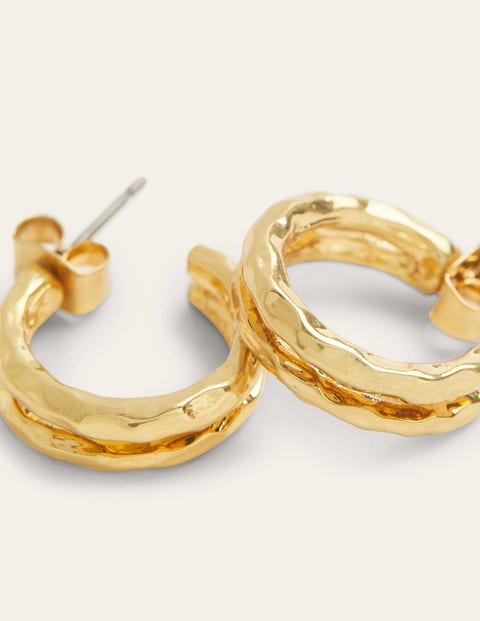 Small Double Hoop Earrings - Gold