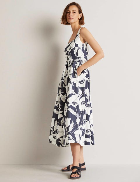 Violet Square Neck Midi Dress - Navy 