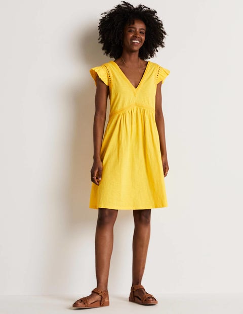 Empire Detail Jersey Dress - Lemon Fizz 