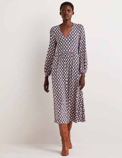 Long Sleeve Jersey Midi Dress - French 