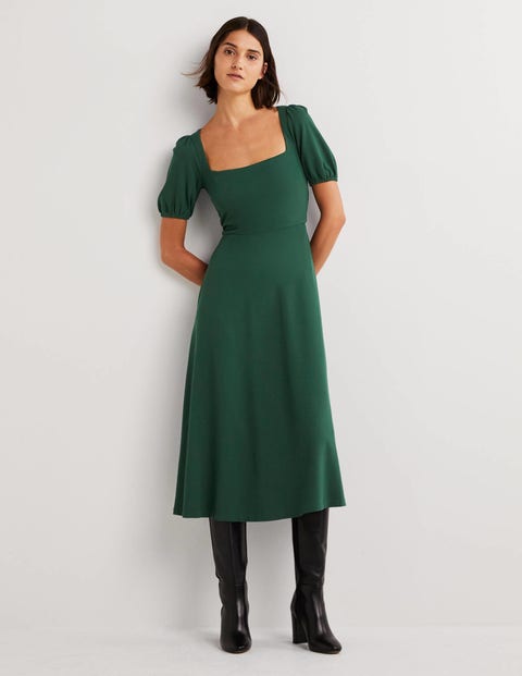 Short Sleeve Jersey Midi Dress - Hunter 