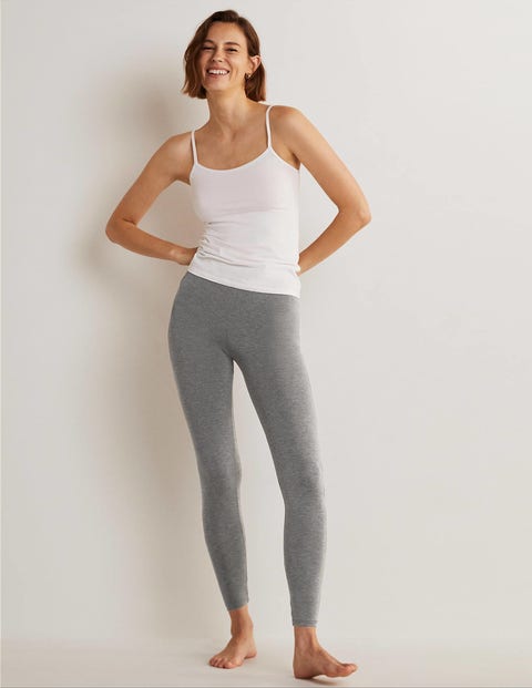 High Rise Charcoal Jersey Leggings - Charcoal