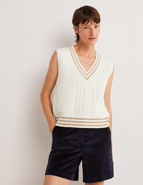 Cable Knit V-neck Tank Top