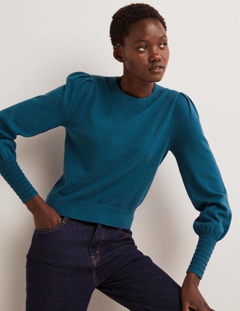 Pointelle Detail Sweater - Baltic Blue 