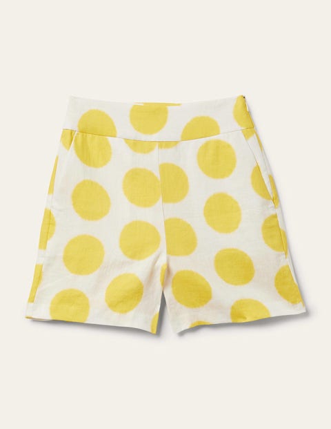 Georgina Linen Shorts - Lemon Fizz, Ikat Spot | Boden UK