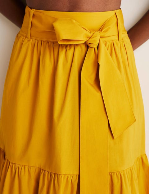 Tiered Belted Midi Skirt - Honeycomb