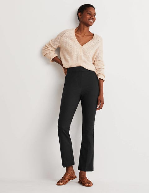 Cropped Flare Trousers - Black
