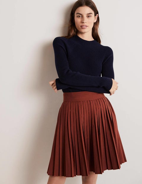 Pleated Cotton Mini Skirt - Red Oak