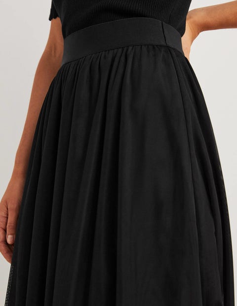 Tulle Full Midi Skirt - Black