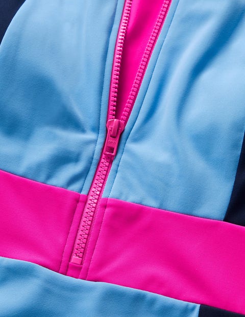 Capri Langärmliger Badeanzug mit Reißverschluss - Himmelblau, Blockfarben