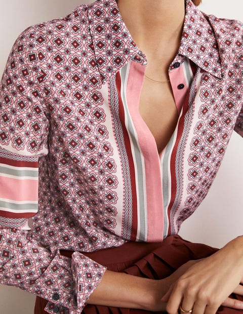 Placement Print Shirt - Almond Pink, Square Geo
