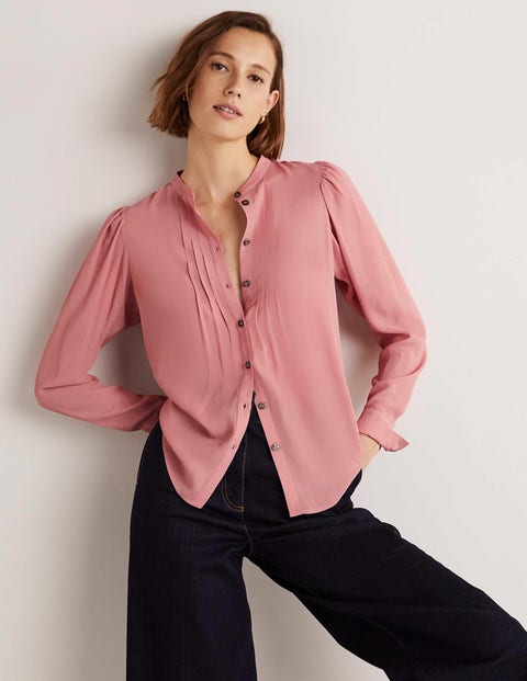 Pleated Button Through Blouse