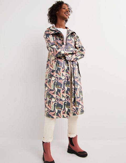 Boden Women's Multi, Paisley Meadow Waterproof Longline Raincoat
