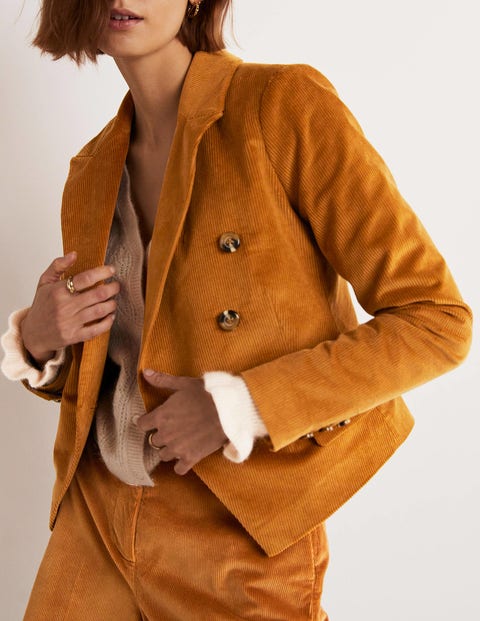 Double Breasted Cord Blazer - Gingerbread