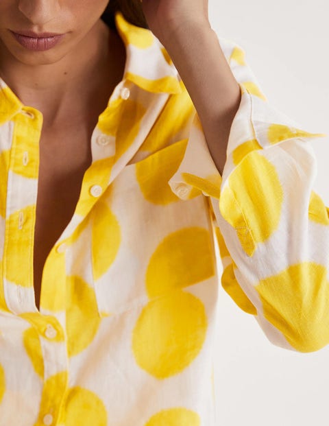 Linen Shirt - Lemon Fizz, Ikat Spot