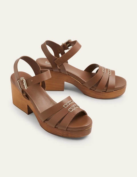 Heeled Sandal Clog - Tan | Boden UK