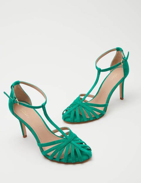 Tess Cage Heel Sandals - Emerald Green