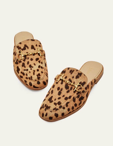 Snaffle Detail Backless Loafer - Leopard