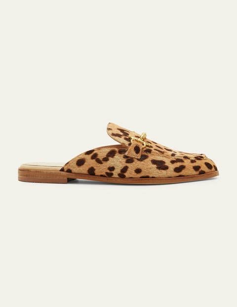Snaffle Detail Backless Loafer - Leopard