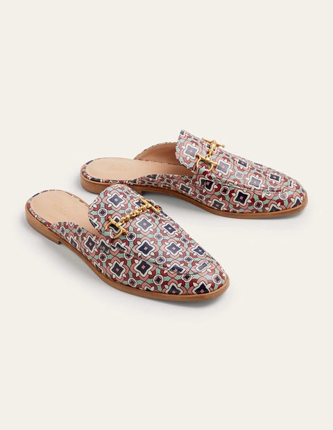 Snaffle Detail Backless Loafer - Print Geo