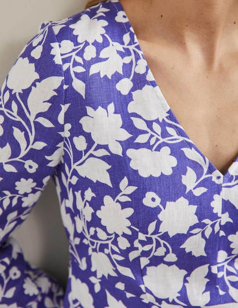 V-Neck Flippy Mini Dress - Bluebell, Botanic Silhouette