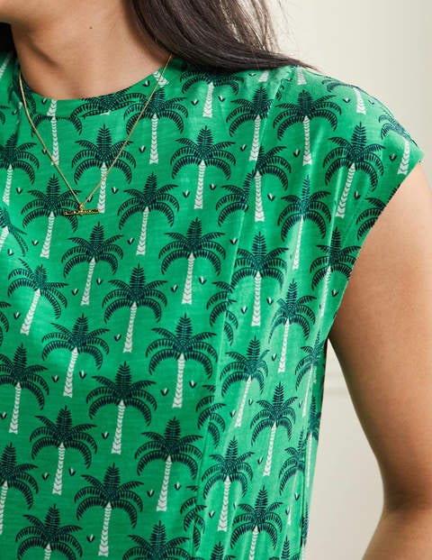 Robe T-shirt en jersey - Lagon vert, motif Paradise Palm
