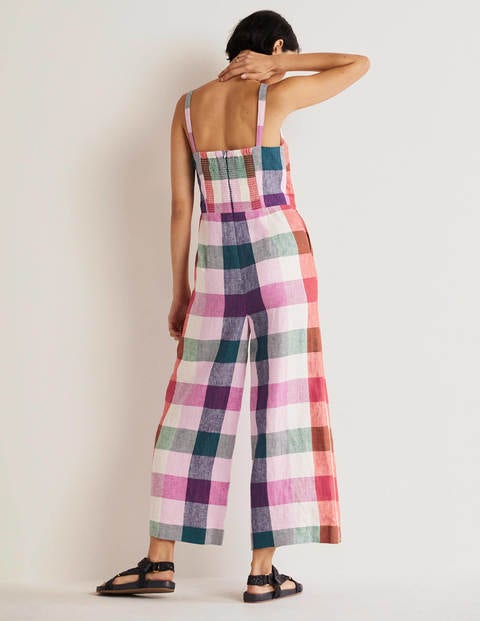 Lola Strappy Linen Jumpsuit - Bonbon 