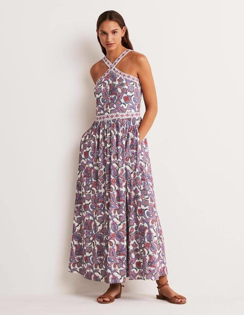 Halterneck Jersey Maxi Dress - Ivory 