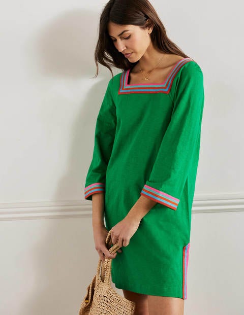 Embroidered Jersey Tunic - Rich Emerald