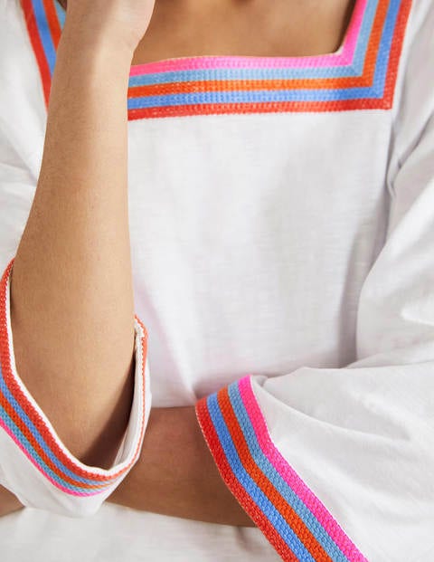 Embroidered Jersey Tunic - White