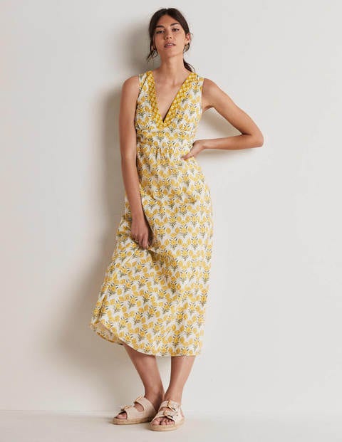 Sleeveless Cotton Maxi Dress - Ivory, Poppy Geo