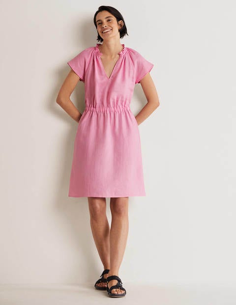 Short Sleeve Linen Dress - Bon Bon