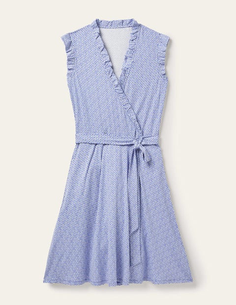 Ruffle Fixed Wrap Jersey Dress - Bluebell, Geo Blooms | Boden US