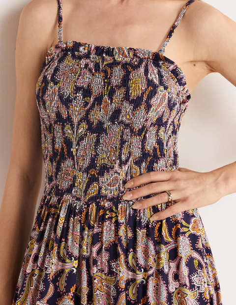 Strapless Jersey Maxi Dress - French Navy, Paisley Bud