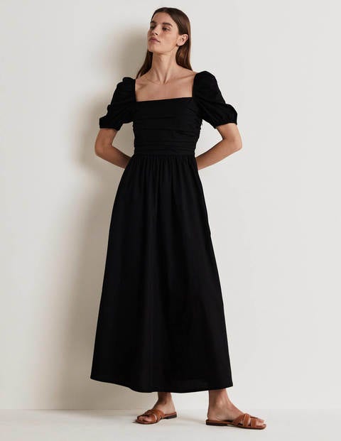 Ruched Bodice Dress - Black