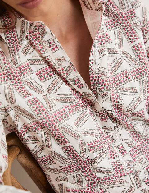 Robe-chemise midi Jubilee - Ivoire, motif Regal Bloom