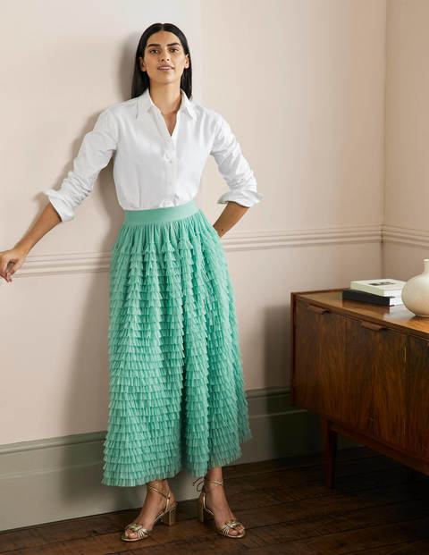Tulle Midi Skirt - Soft Green | Boden UK