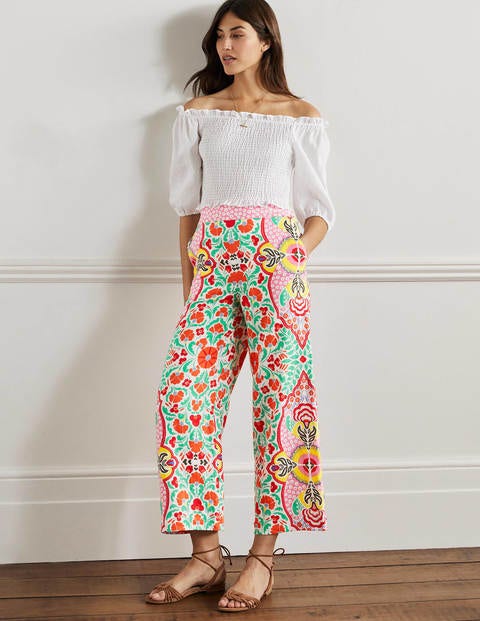 Printed Linen Pants - Multi, Passion Bloom