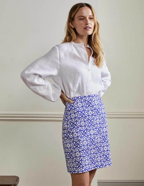 Mini-jupe trapèze imprimée - Jacinthe des bois, tuile fleuron