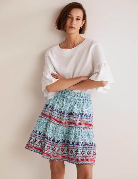 Embroidered Linen Mini Skirt