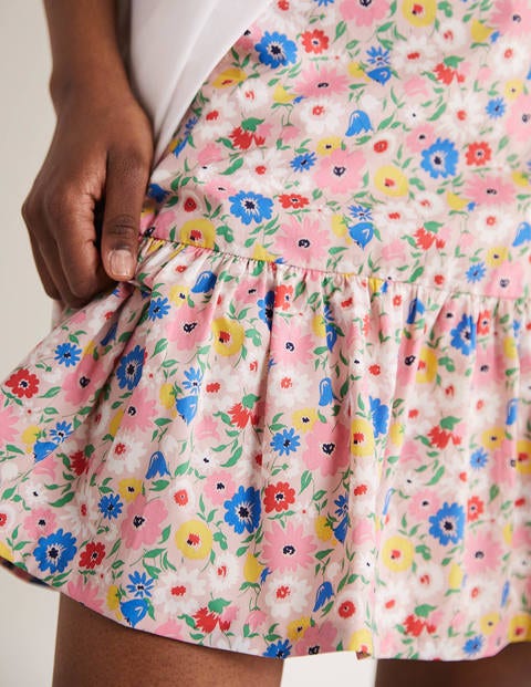 Tiered Poplin Mini Skirt - Milkshake, Elegant Bloom