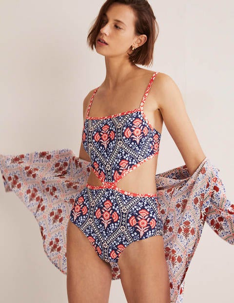 Alba Cut-out Detail Swimsuit - French Navy, Poppy Garden