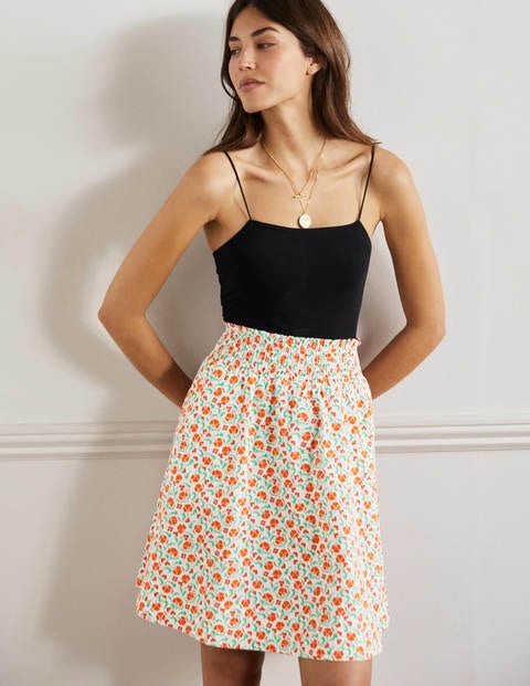 Shirred Waist Cotton Skirt