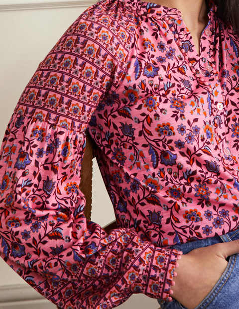 Printed Detail Jersey Shirt - Formica Pink, Oriental Meadow