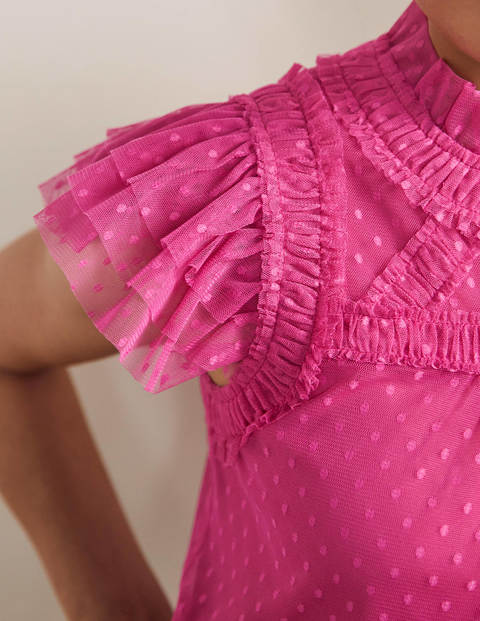 Edie Sleeveless Tulle Top - Party Pink